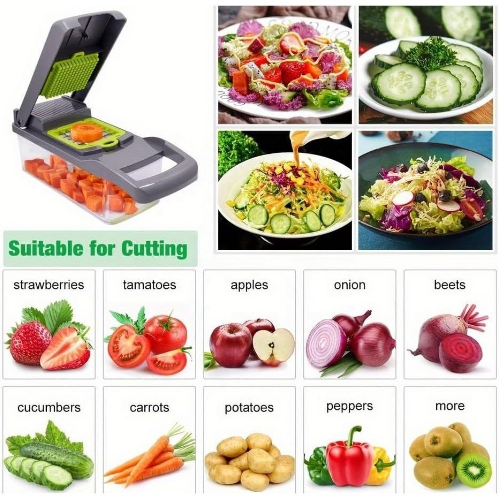 Tritatutto 16 in 1, Affettatri - Household Kitchen Gadgets Vegetable Cutter Silk Cutter recensione e prezzo